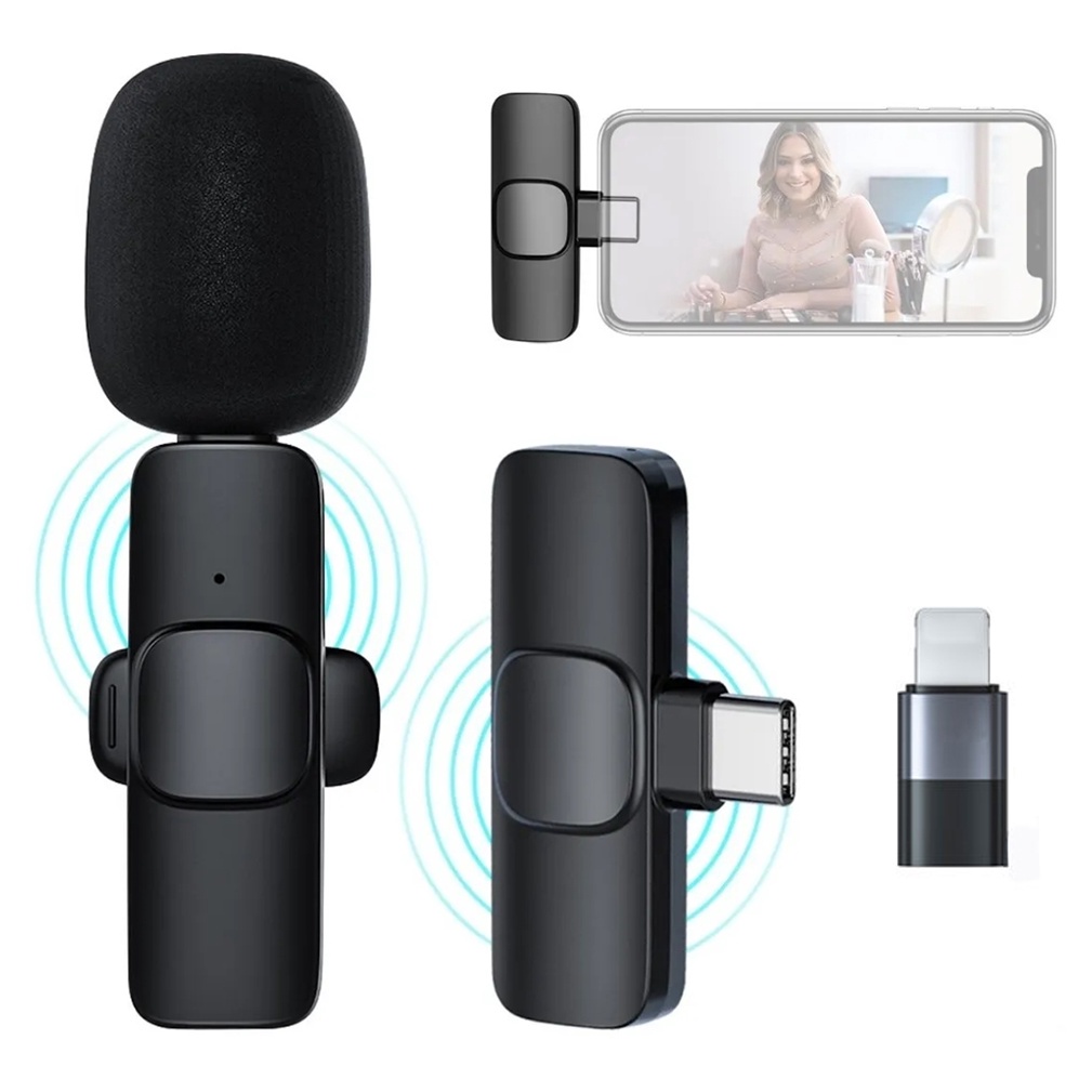 Micro ko dây Đối với bộ điều hợp Type-C + IOS/mini mic livestream/mic thu âm đt/micro không dây cài áo