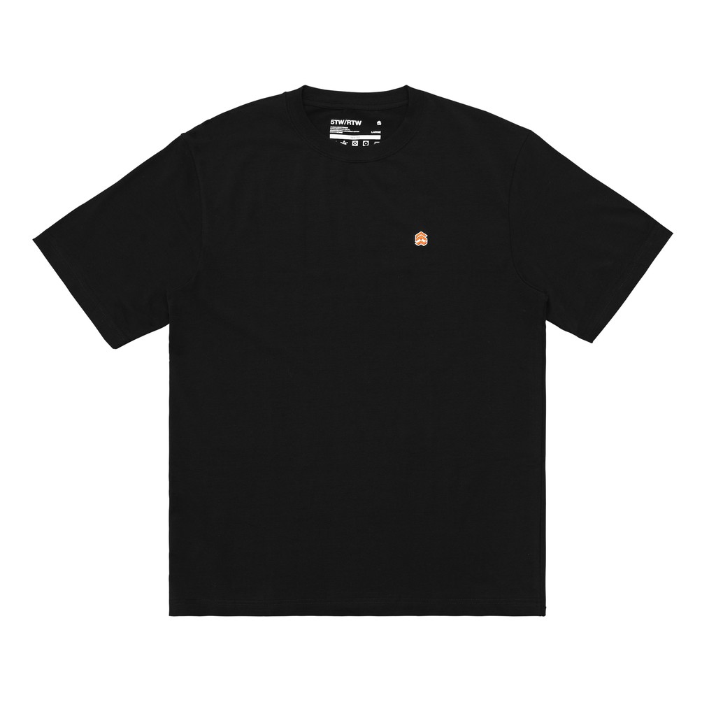 5THEWAY® 5TW/RTW NEW TEE™ in BLACK/ORANGE aka Áo Thun Đen Tay Ngắn Logo Cam