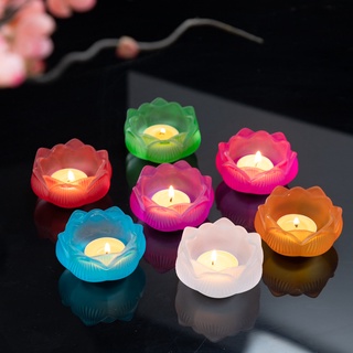 Chân đế HOA SEN lưu ly nhiều màu đựng nến