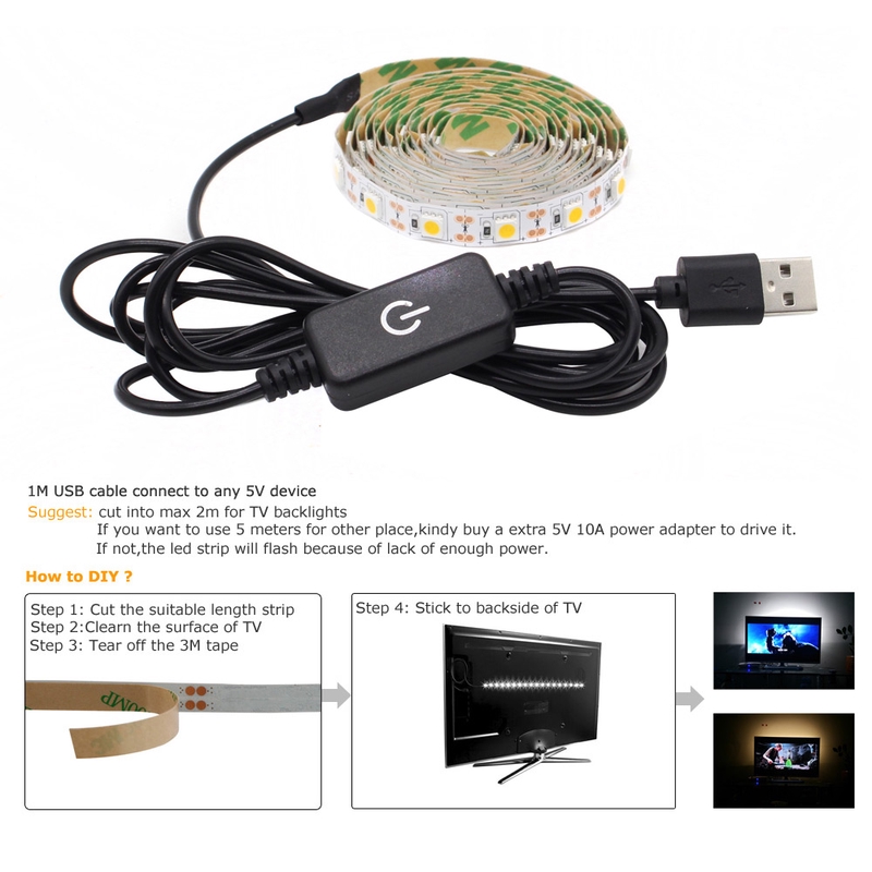 Cuộn Dây Đèn led usb 5v smd 5050 Chống Thấm Nước Chuyên Dụng Cho tv