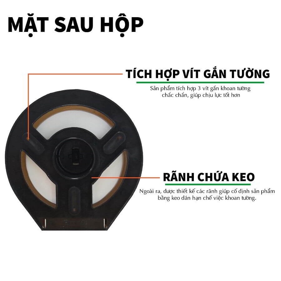 Hộp đựng giấy vệ sinh cuộn lớn gắn tường Roto Đen/Trắng Bảo hành 10 năm