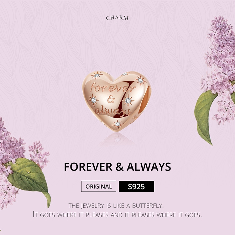 Mặt trang trí Bamoer hình trái tim bằng bạc 925 lấp lánh dùng làm đồ trang sức thủ công SCC1223