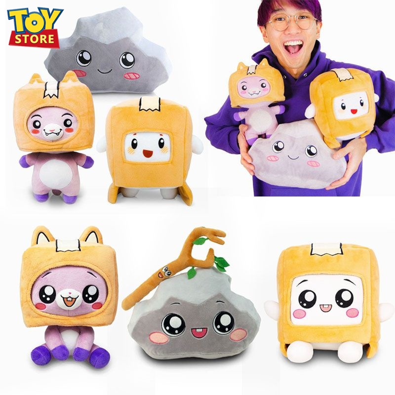 Lankybox Plush Doll Boxy Foxy and Rocky Plushie Removable Cartoon Robot Soft Toy Plush Children's Gift Turned Into A Doll Girl Bed Pillow