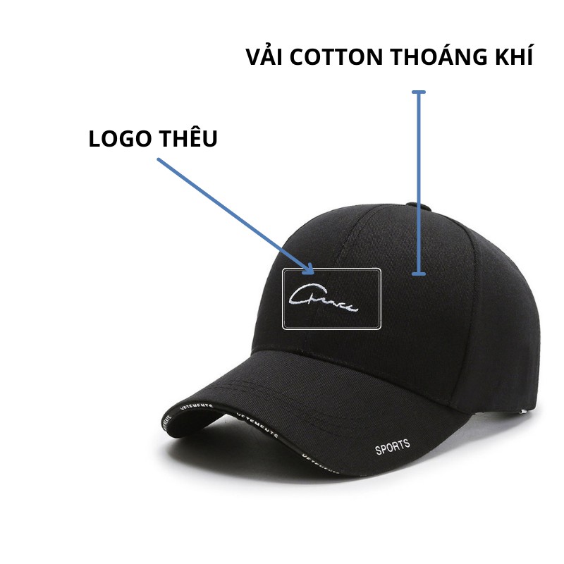Mũ lưỡi trai Đen cá tính Trắng trẻ trung phong cách unisex Nón kết cotton nam nữ thời trang