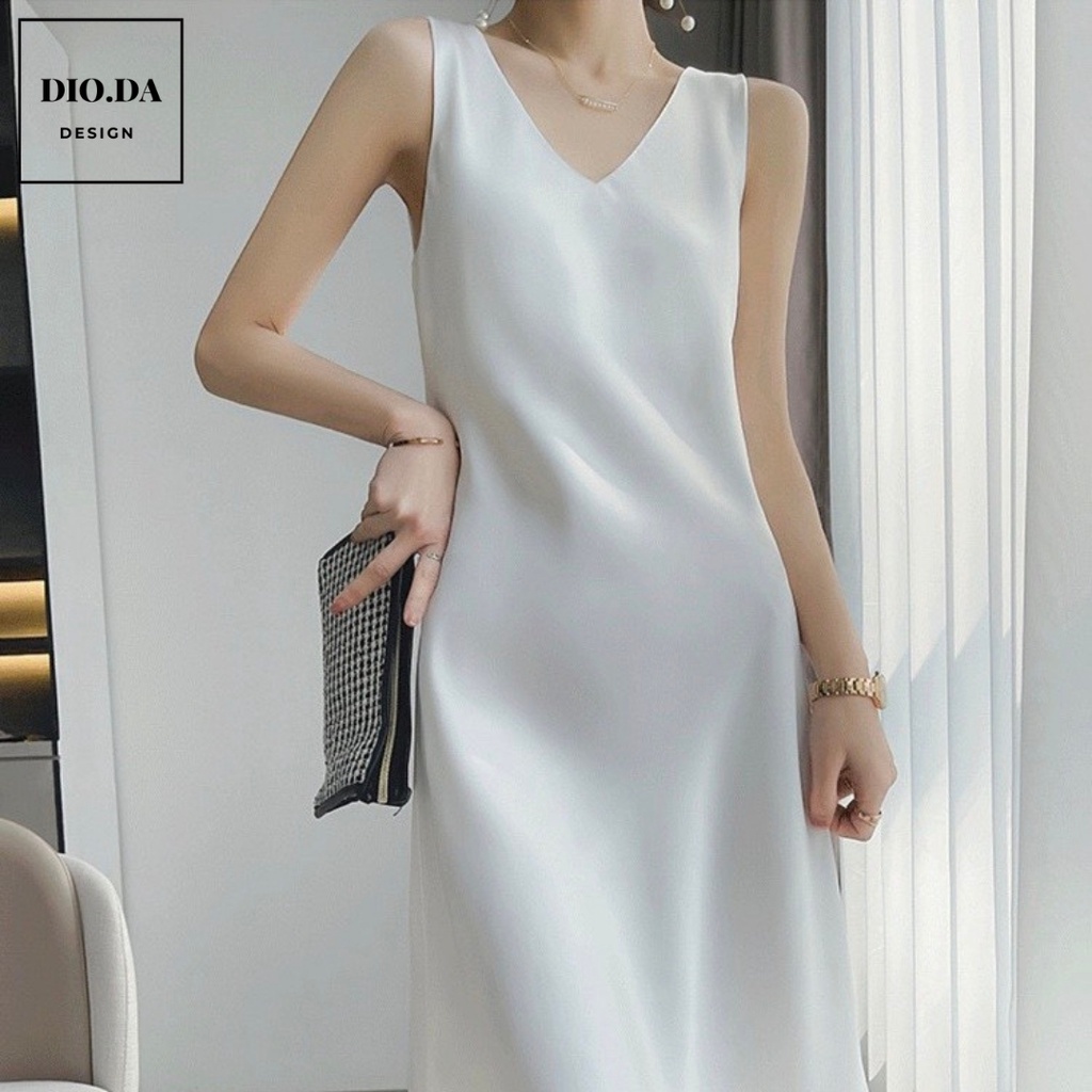 [LỤA XỊN] Váy Lụa 2 Dây - Bản Đai To - Cổ Tim | BigBuy360 - bigbuy360.vn