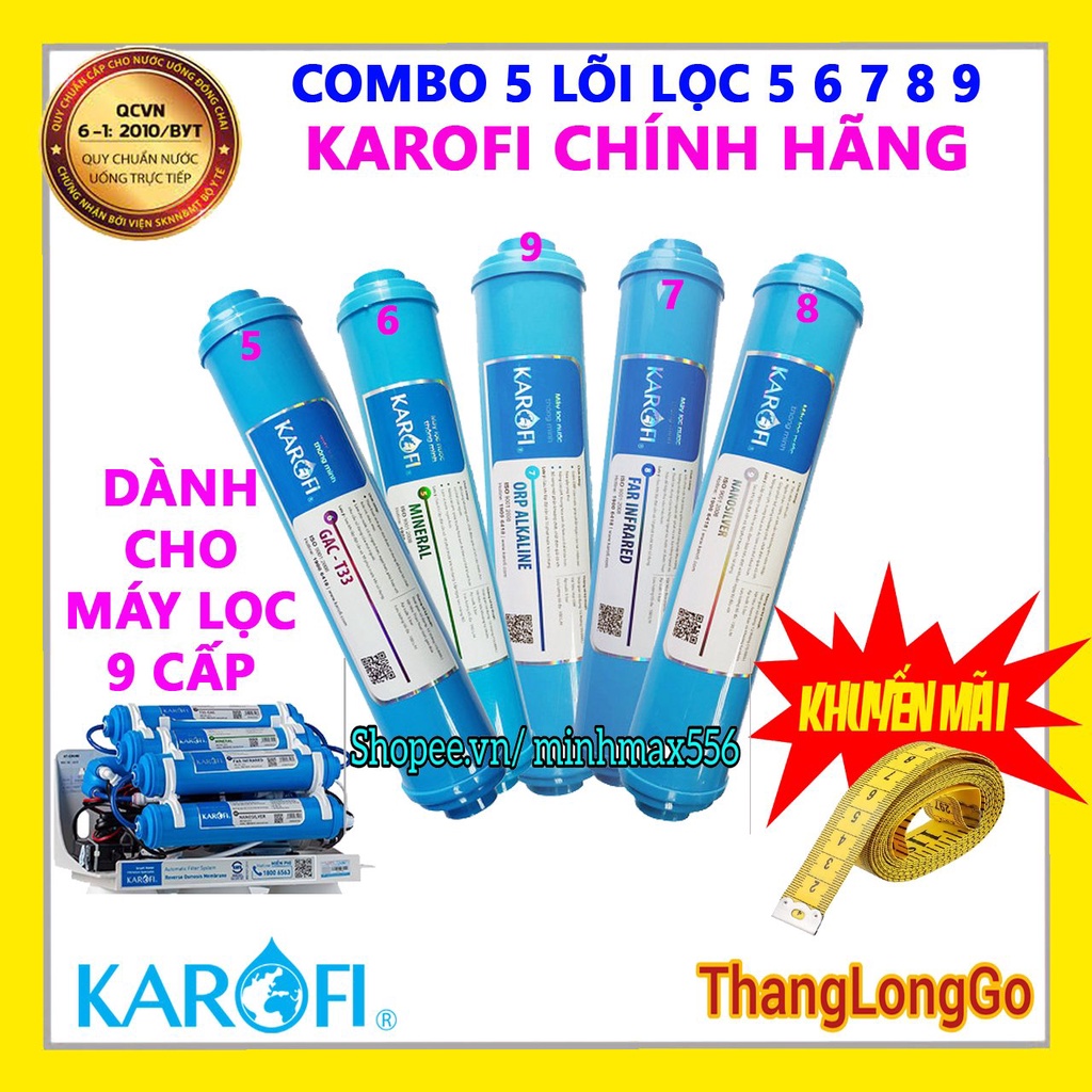 COMBO 5 LÕI LỌC NƯỚC KAROFI SỐ 5-6-7-8-9 [ FREESHIP ] | T33 - MIN - FAR - NANO - ORP