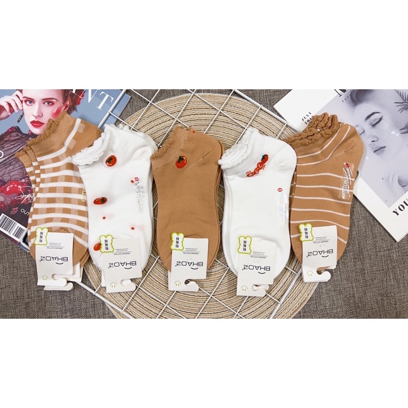 Tất chân nữ ngắn cổ bèo hoạt hình ( combo 10 đôi )