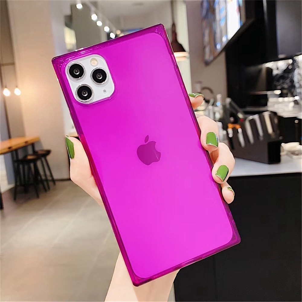 Ốp Điện Thoại TPU Mềm Hình Vuông Màu Dạ Quang Sang Trọng Cho iPhone 11 12 Pro Max iPhone 12 Mini iPhone 12 Pro