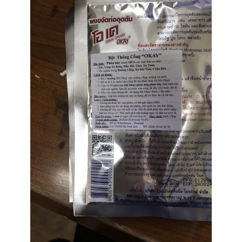 Bột thông cống thái lan okay 100gr