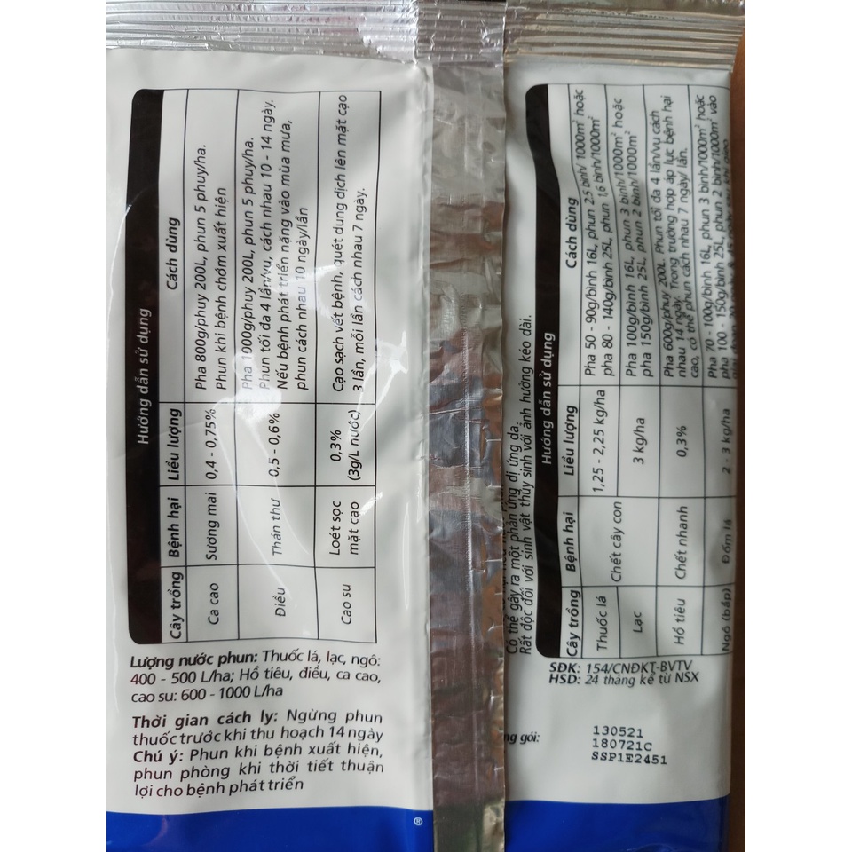 Thuốc Trị Bệnh Nấm Ridomil GOLD 68WQ thán thư rỉ sắt đốm lá cho cây trồng 100gr TN02