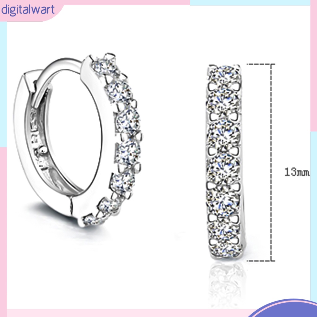 Cặp khuyên tai hình tròn mạ bạc đính đá quý nhân tạo lấp lánh sang trọng dành cho nữ