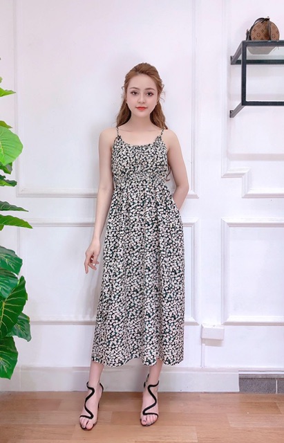 Maxi hoa nhí cúc họa mi ELILUCY may ly ngực buộc dây có thể thay đổi cực đẹp FREESIZE | BigBuy360 - bigbuy360.vn