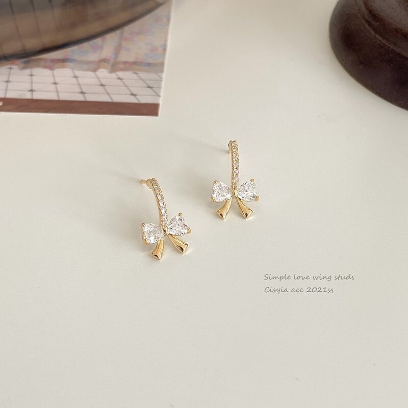 Set Khuyên Tai Nơ Đính Đá Zircon