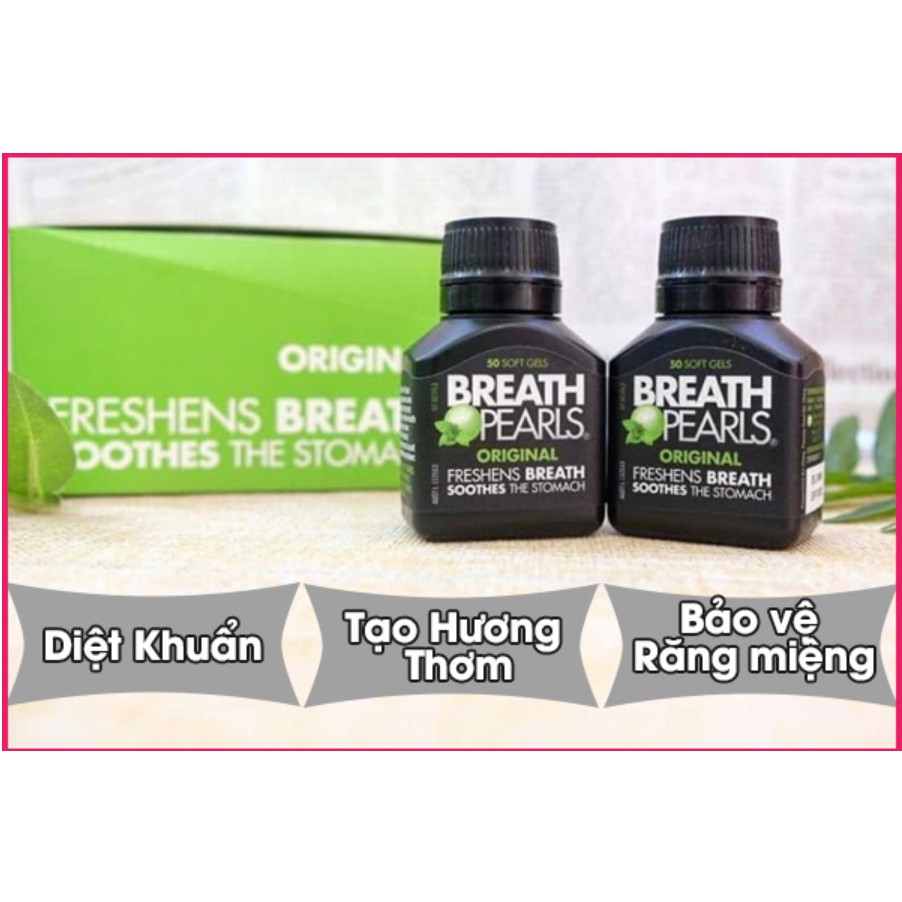 [Cứu Nguy]Viên Ngậm Thơm Miệng Breaths Pearl hộp 50 viên của Úc Cứu Nguy Cho Các Bác Có Vấn Đề Về Hơi Thơ