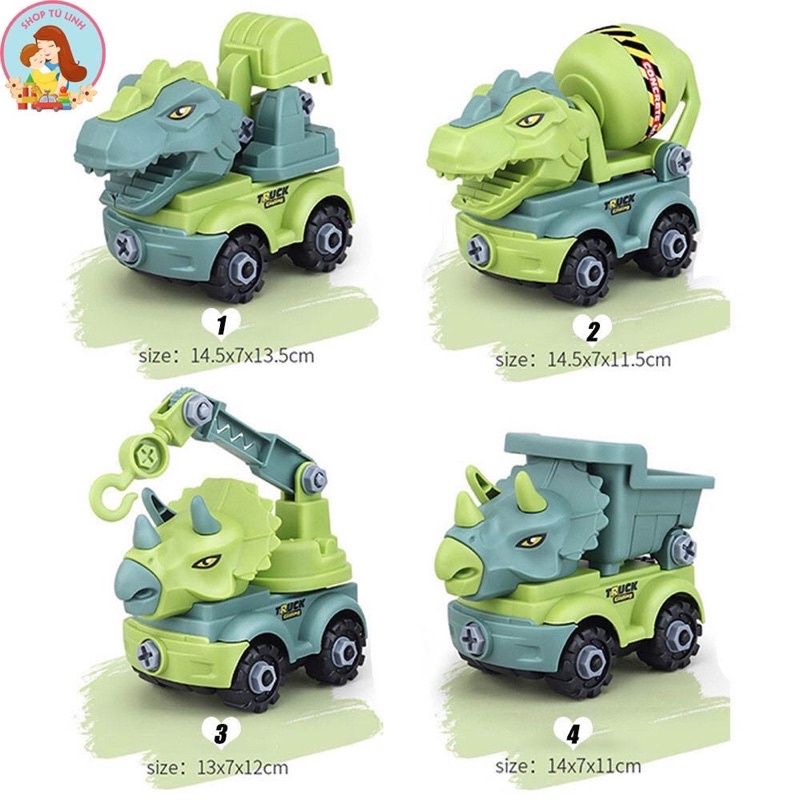 ĐỒ CHƠI BỘ 4 XE KHỦNG LONG CÔNG TRÌNH THÁO LẮP LOẠI TO