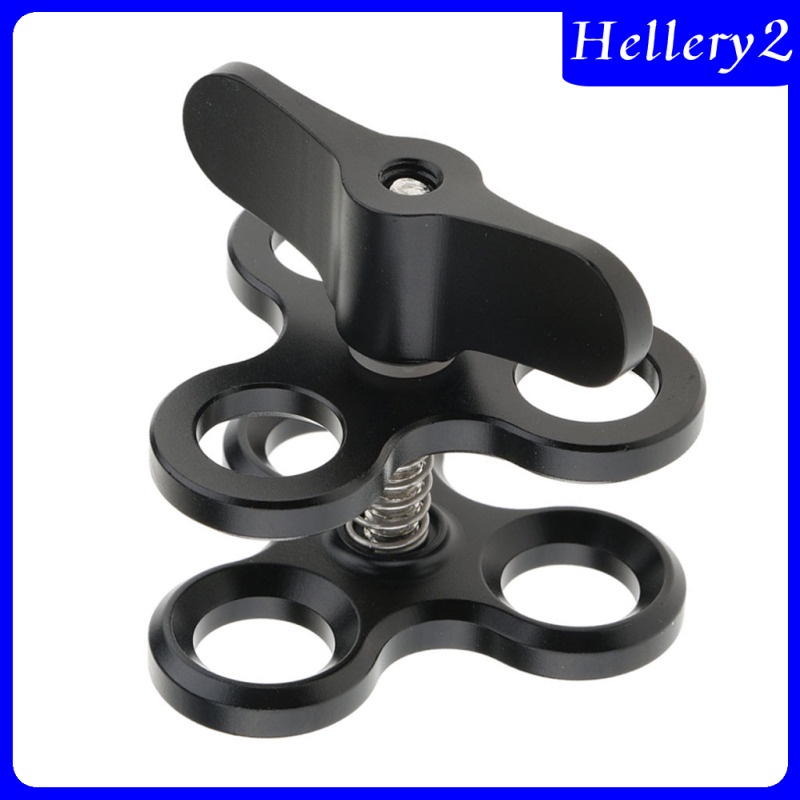 [HELLERY2] Triple Ball Diving Clamp Adapter 3-Holes Underwater Arm for   Blue