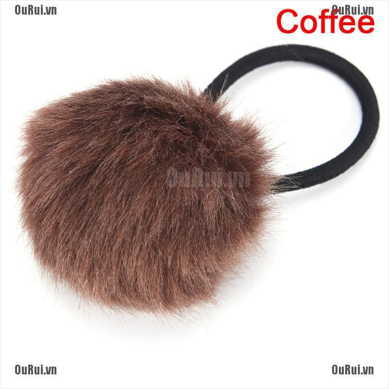 Dây Cột Tóc Đính Bóng Lông Dễ Thương Cho Nữ