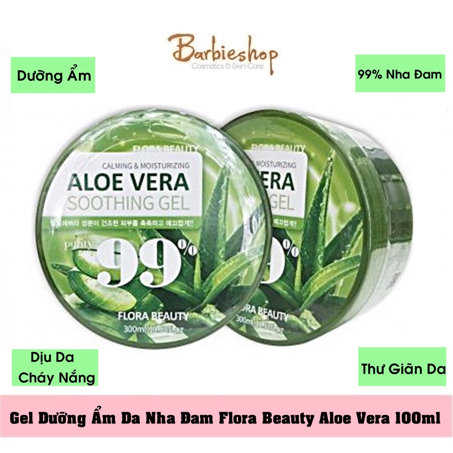 GEL LÔ HỘI FLORA BEAUTY CALMING &amp; MOISTURIZING ALOE VERA SMOOTHING GEL 99%