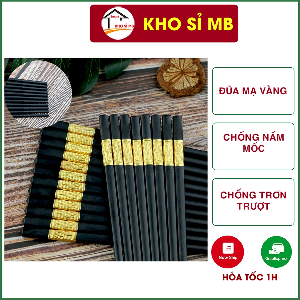 Đũa mạ vàng nhật bản hàn quốc cao cấp, đũa nhựa kháng khuẩn, chống nấm mốc, chống trơn trượt kho sỉ MB