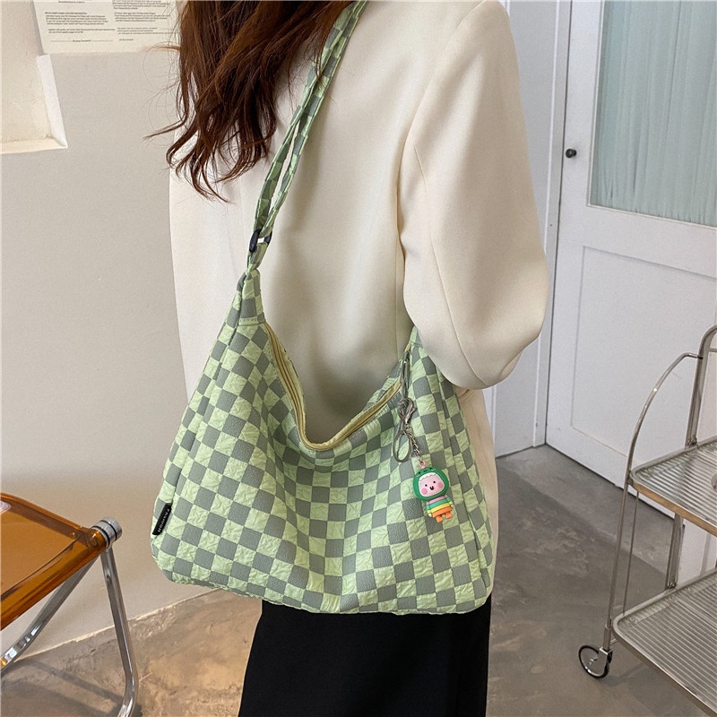 Túi Xách Đeo Vai / Kẹp Nách Cỡ Lớn Họa Tiết Sọc Caro Thời Trang Cho Nữ