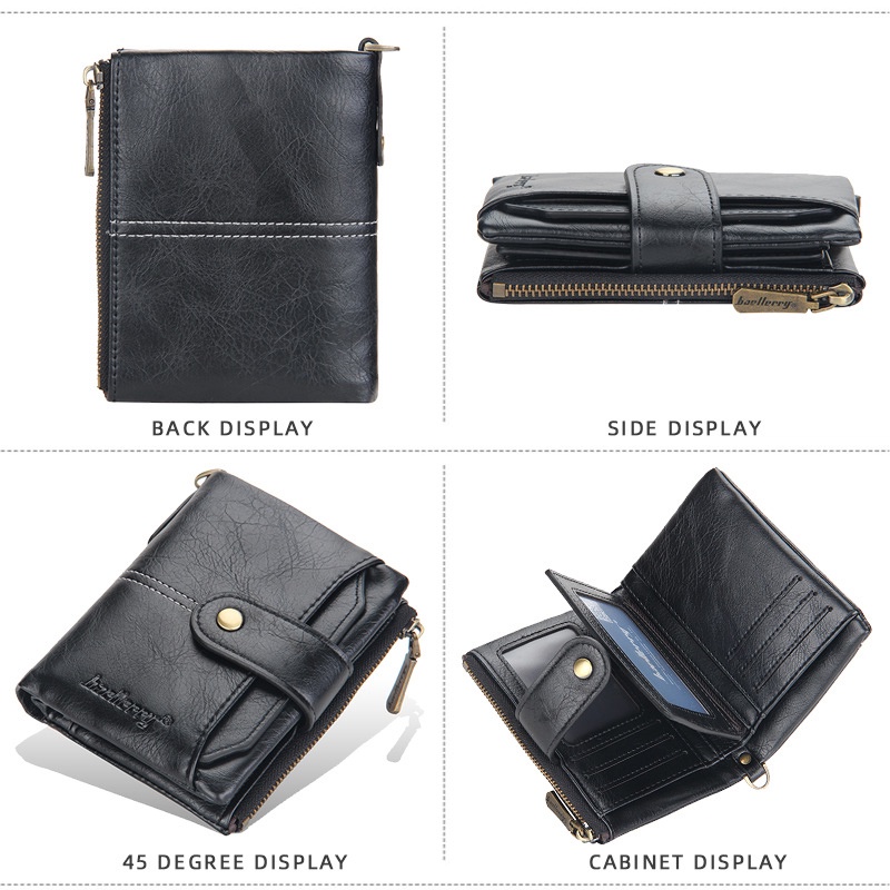 Baellerry Ví Da Ngắn Có Khóa Kéo Thời Trang Cho Nam