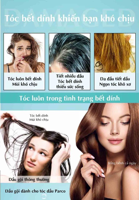 Combo KIỀM DẦU [Gội-Xả] dưỡng tóc mềm mượt PARCO - giảm lượng dầu thừa, không bị bết dính, giúp tóc bồng bềnh