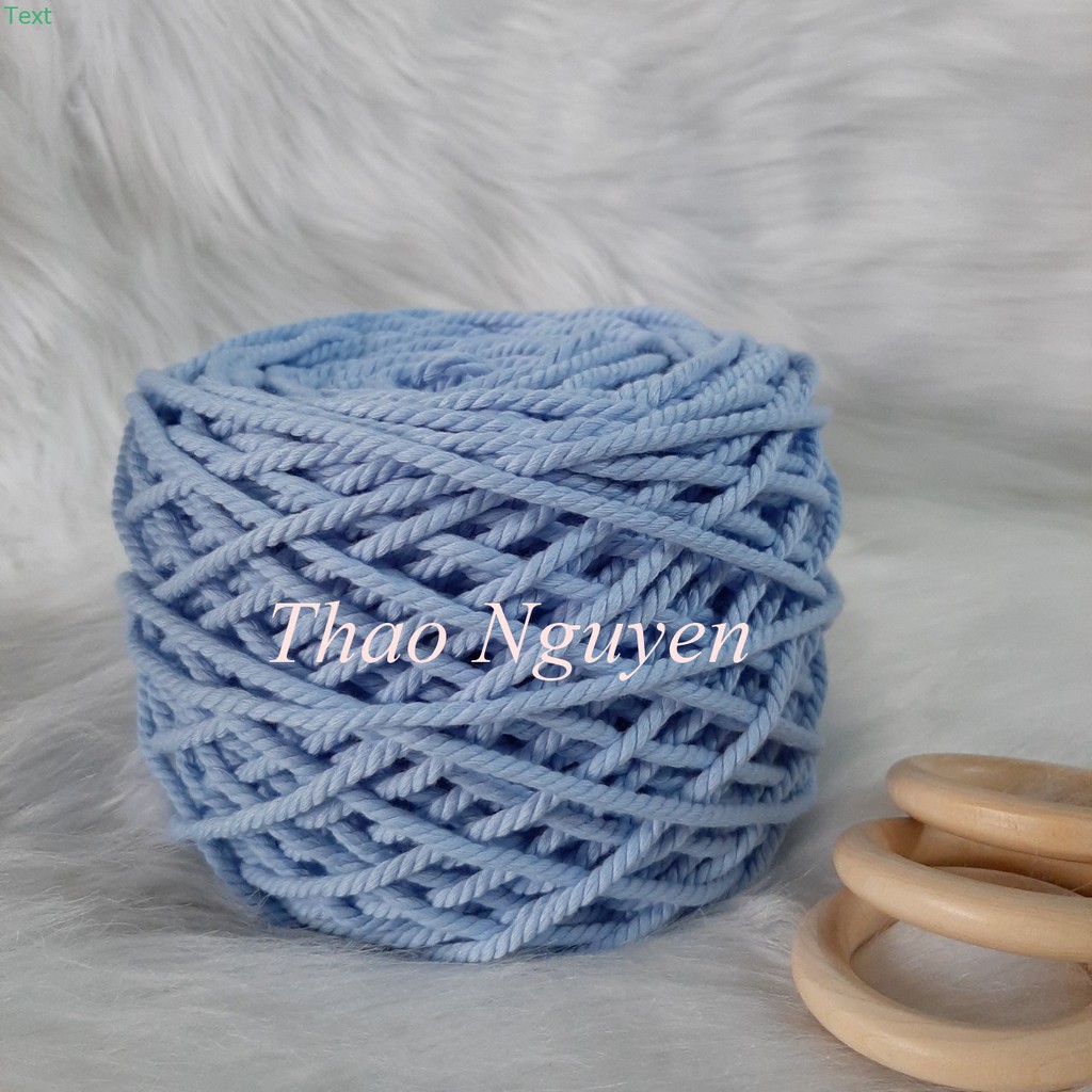 ( ảnh thật) Dây thừng se macrame, dây cotton màu XANH BIỂN NHẠT - 3mm.xoắn 3