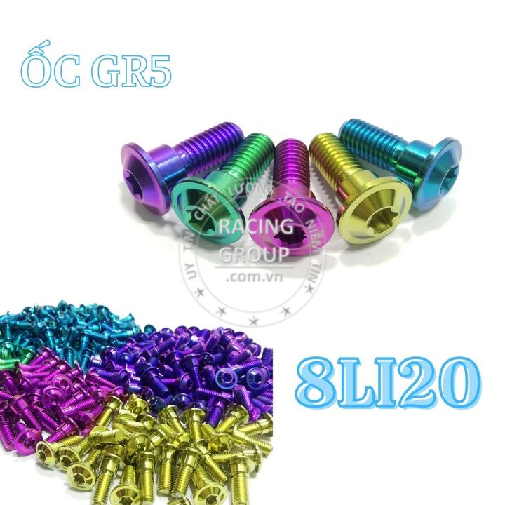 Ốc GR5 Titanium 8li20 Có gờ gắn Đĩa cho nhiều loại xe ( Giá 1 con)
