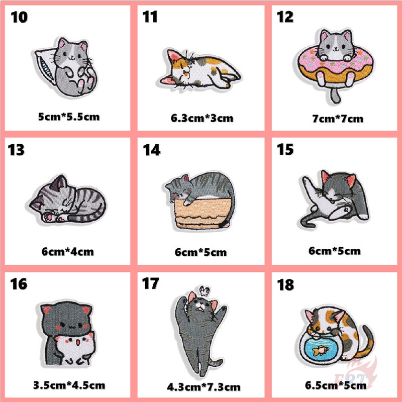 ☸ Sticker Ủi Thêu Hình Mèo Hoạt Hình Dễ Thương ☸ 1 Miếng Dán Ủi Lên Quần Áo Hình Chim Hồng Hạc
