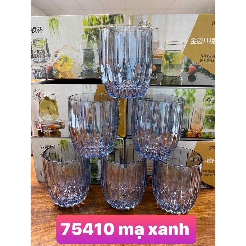 Cốc thủy tinh cao cấp, bộ 6 cốc thủy tinh mầu 300ml