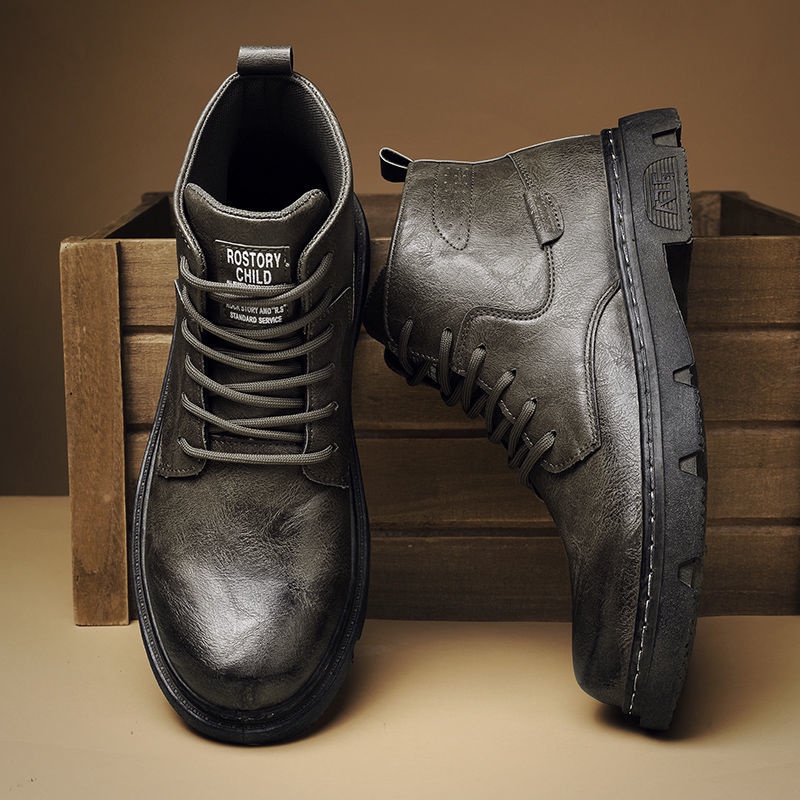 Giày Bốt Da Phong Cách Retro Thời Trang Cho Nam 2021