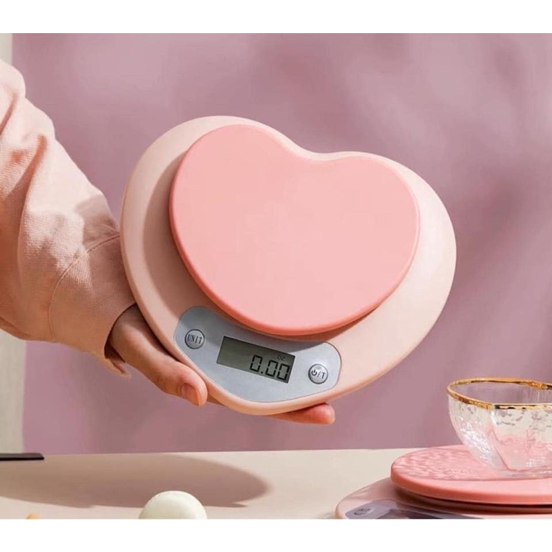 Cân tiểu li điện tử trái tim hồng siêu xinh 2021 - Cân điện tử tiểu ly nhà bếp làm bánh siêu chính xác - Gia Dụng SAPOO