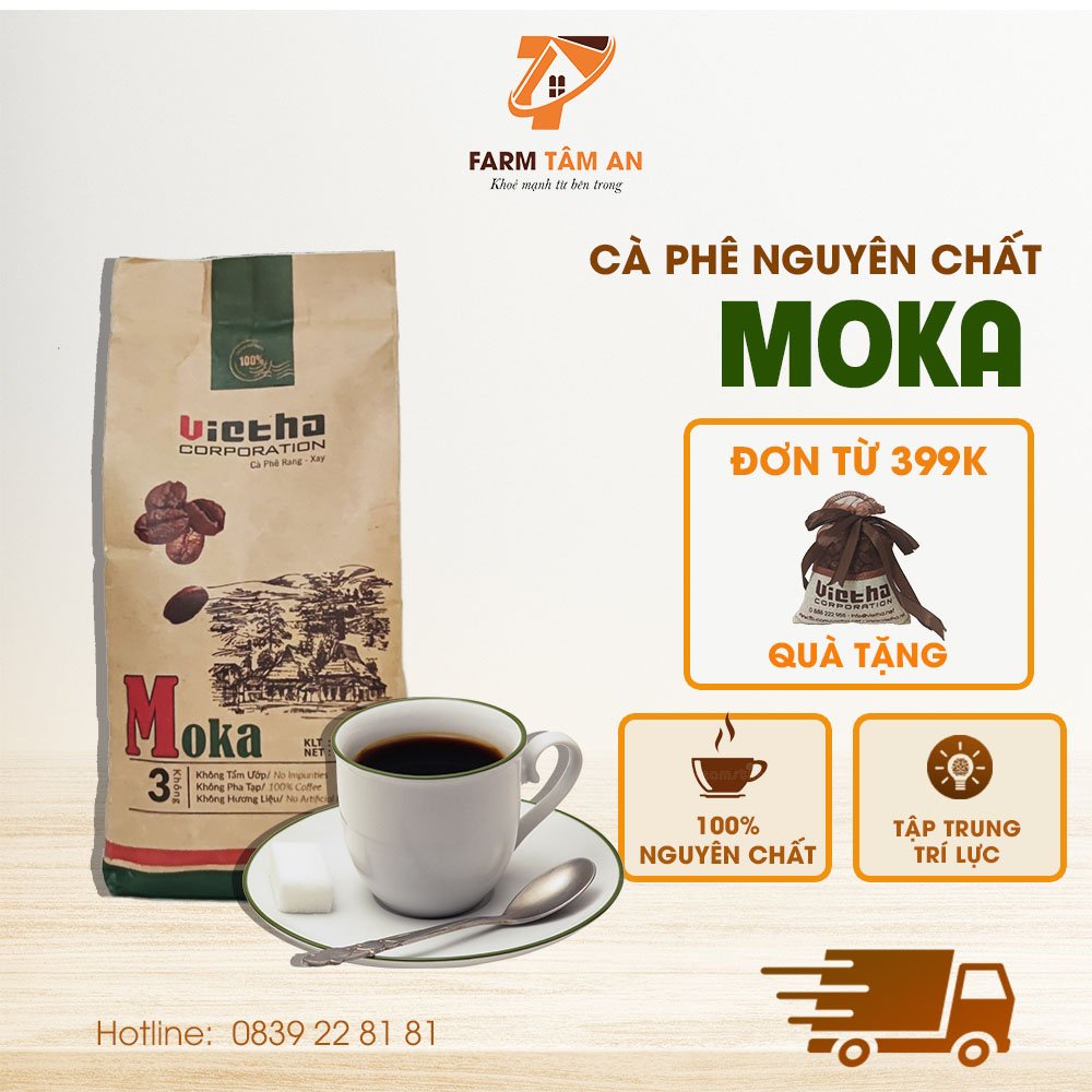 Cà phê nguyên chất Moka Cầu Đất Zacobs 500gr hạt rang mộc pha máy pha phin