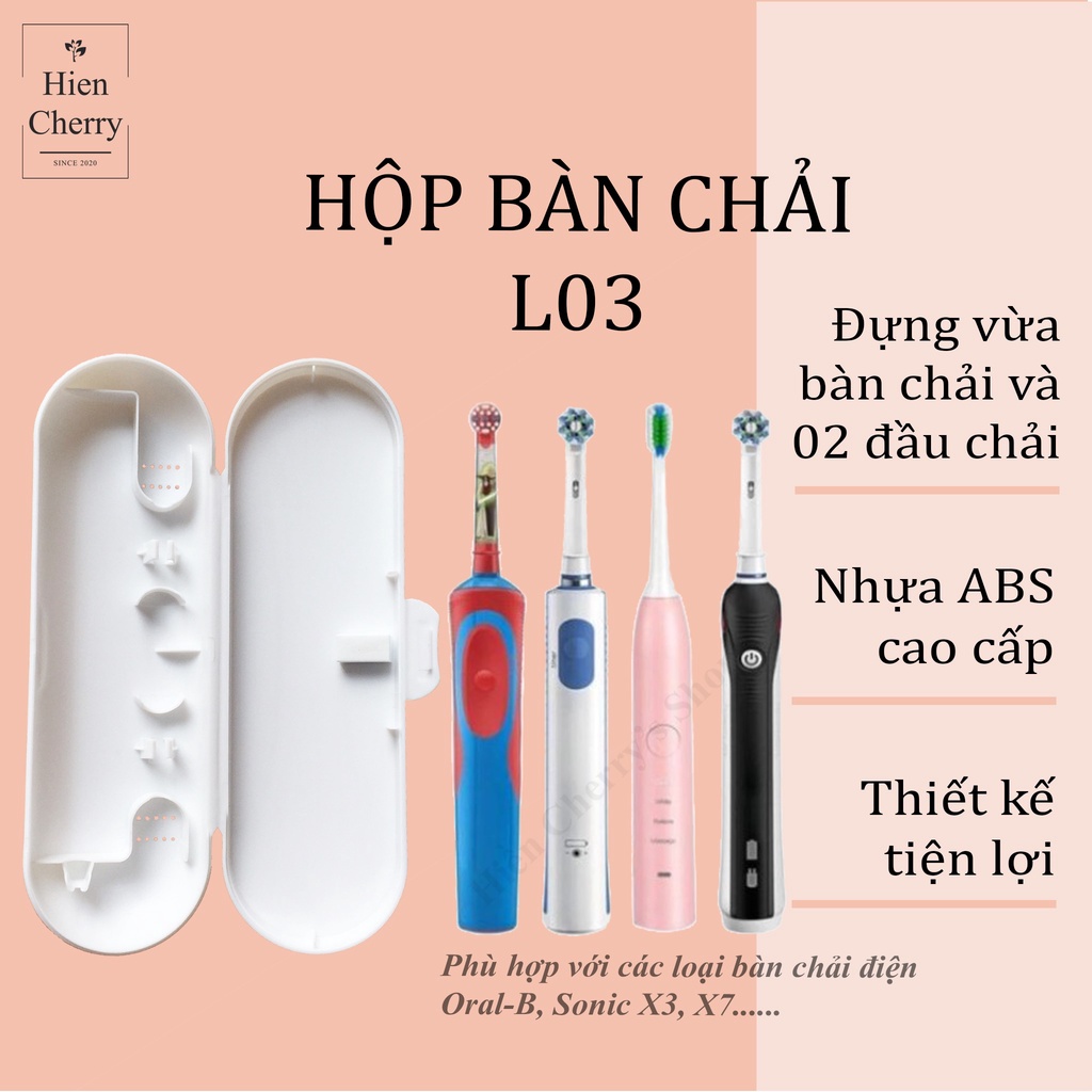 Hộp đựng bàn chải điện nhỏ gọn tiện lợi, dùng đựng 1 thân và 2 đầu bàn chải