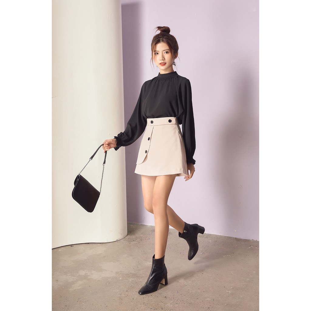 Chân váy dáng A vạt chồng hai lớp - 20 agian JAA0740 | BigBuy360 - bigbuy360.vn
