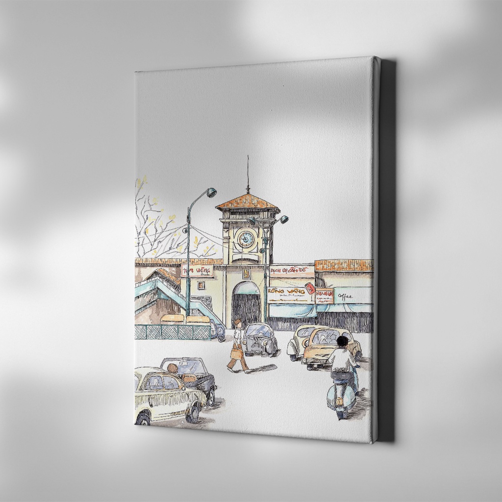 Tranh treo tường Chợ Bến Thành | Sài Gòn xưa | Soyn SG003