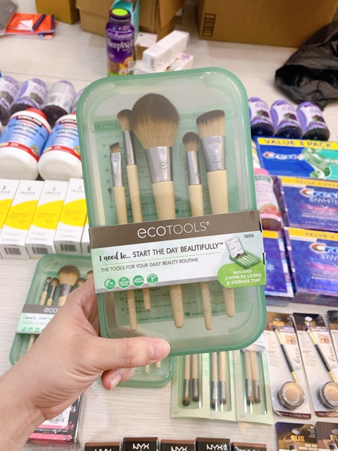 Cọ Trang Điểm Ecotools Start the Day Beautifully Kit Makeup Brush Set for Foundation Eyeshadow Blush