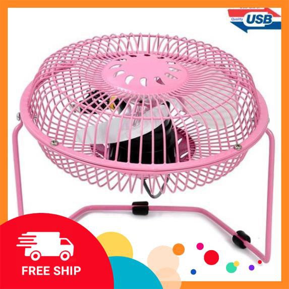 Quạt mini lồng sắt sử dụng cổng USB đường kính 13cm - giao màu ngẫu nhiên