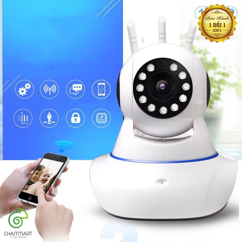 Wireless Camera Pascmio 3 râu phiên bản mới wifi camera không dây di dộng chất lượng HD quan sát xoay 360 độ