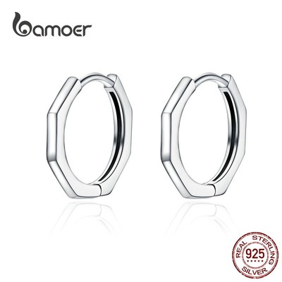 Bamoer Bông Tai bạc 925 Kiểu Hình Học Đơn Giản Thời Trang Cho Nữ sce622