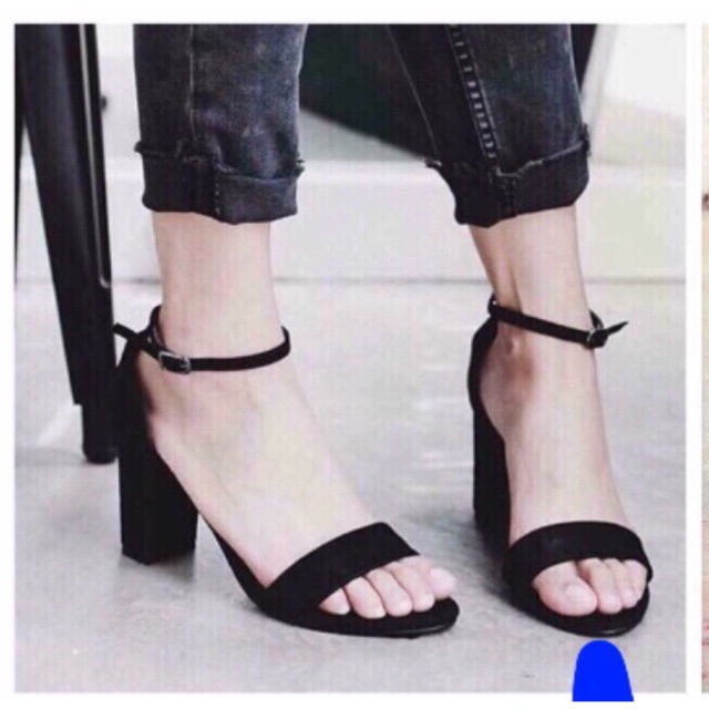 Sandal quai ngang 1 bản gót 7p