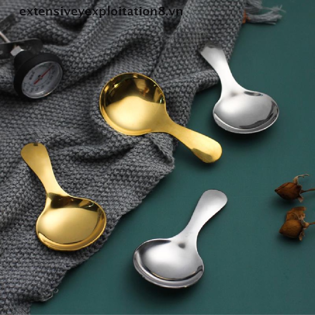 Muỗng Múc Kem / Gia Vị Mini Bằng Thép Không Gỉ Tay Cầm Ngắn