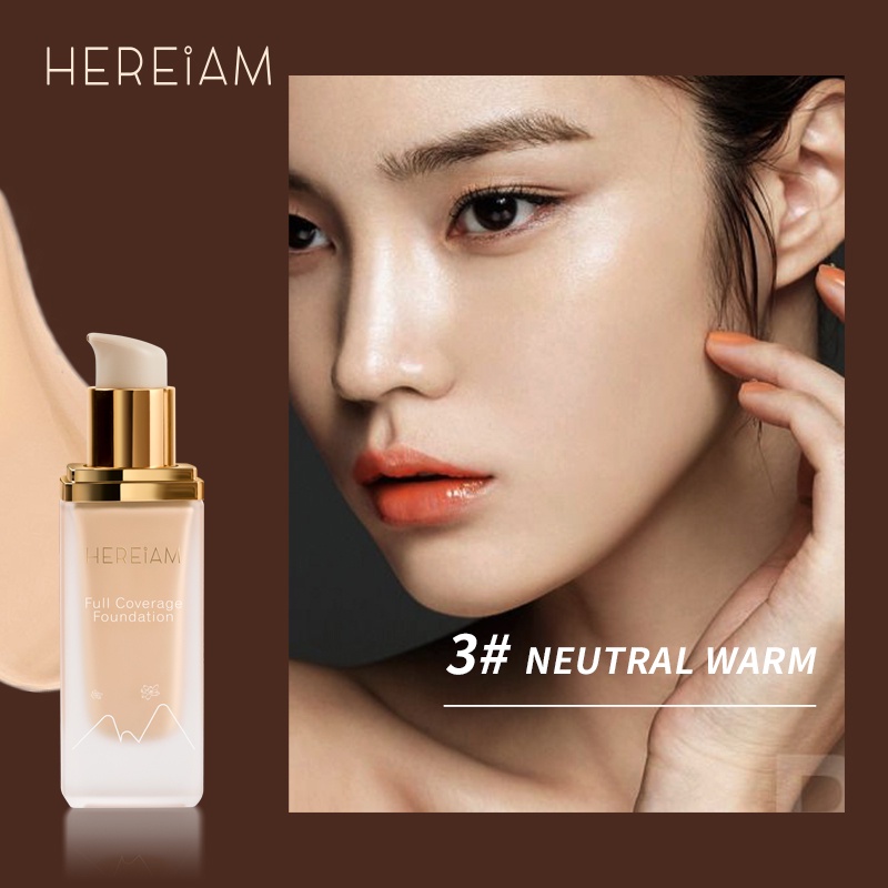 [Hàng mới về]Kem nền HEREIAM dạng lỏng che khuyết điểm mắt lỗ chân lông màu nude tự nhiên 35ml