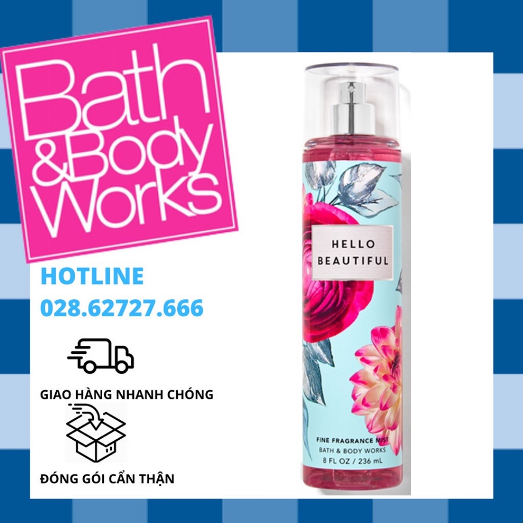 Xịt Thơm Toàn Thân Bath And Body Works - Hello Beautiful Body Mist (236ml)