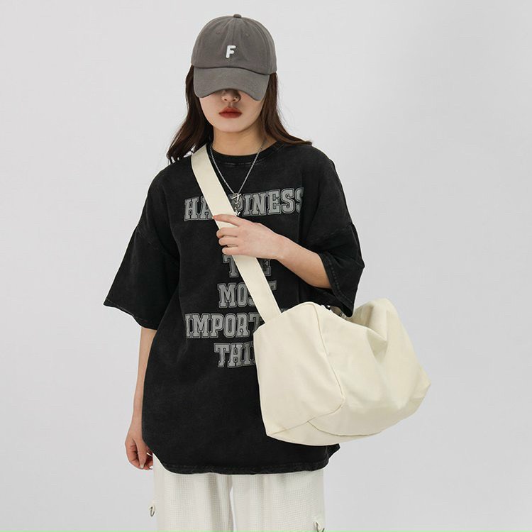 Túi Đeo Chéo Đeo vai Vải Canvas Cỡ Lớn Thời Trang Nam Nữ Đi Học Đi Chơi