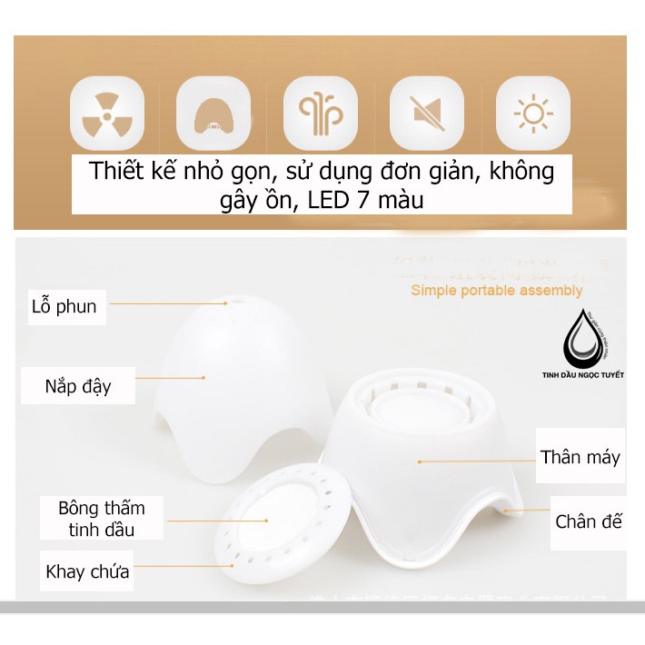 <HÃNG GX Diffuser> Máy khuếch tán tinh dầu sạc pin sò vàng dùng trong ô tô! Tiện lợi, gọn nhẹ, sạc 3 tiếng xài 10 tiếng