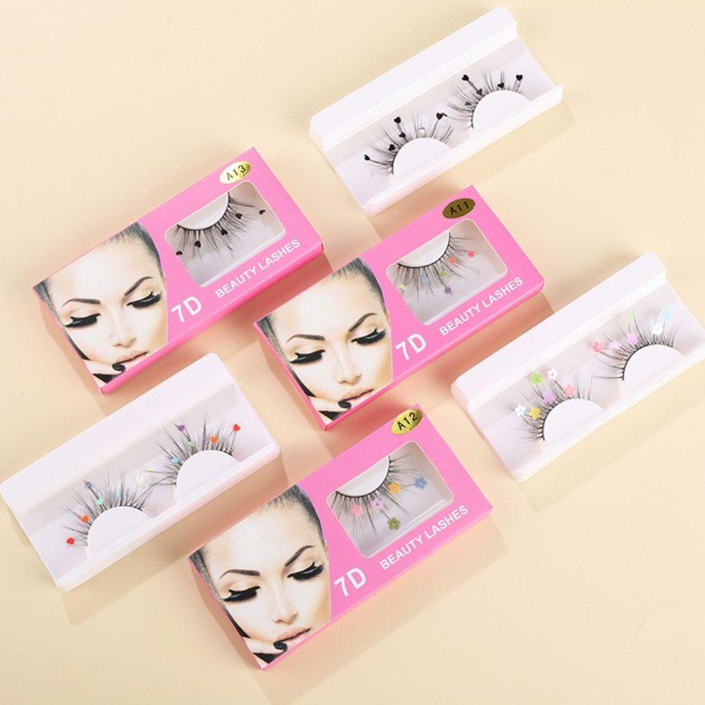 QQMALL Lông Mi Giả Đính Kim Sa Hình Trái Tim Trang Điểm Lấp Lánh Cho Nữ