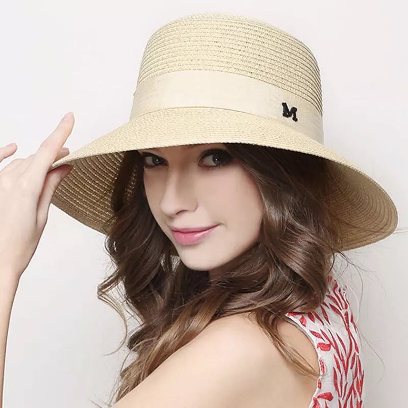 [Hàng Quảng Châu] Nón Cói Đi Biển Chữ M, Mũ Cói Nữ Rộng Vành Form Chuẩn Đẹp Nhiều Màu Hot Trend [Có Đóng Hộp]