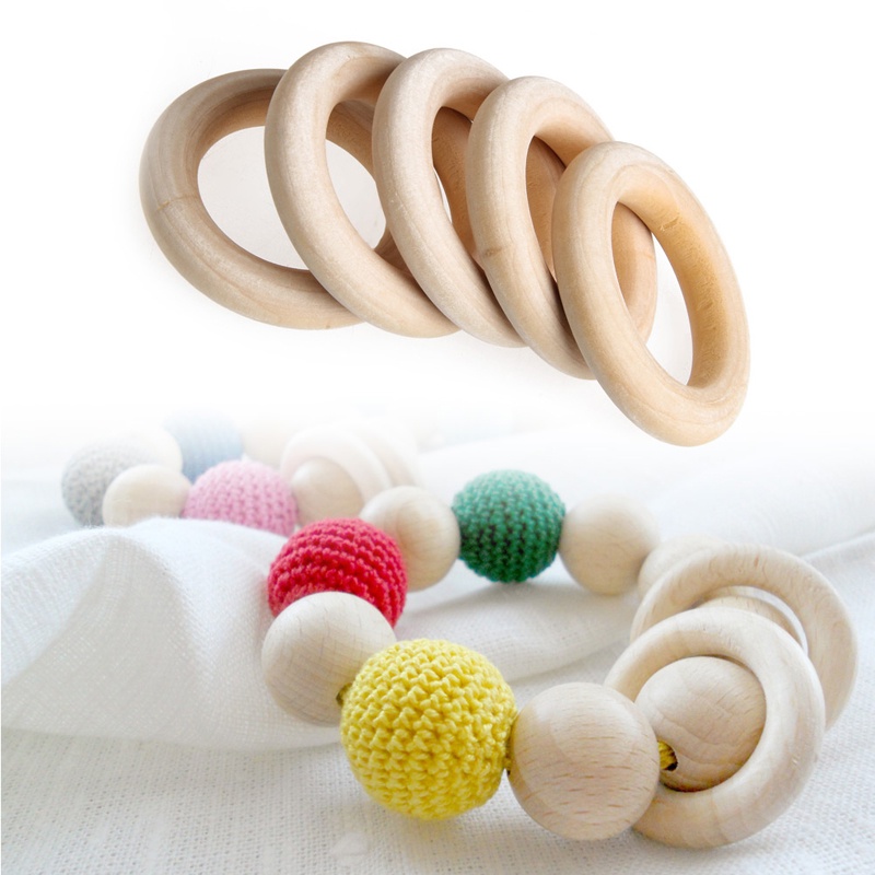 WIT 5 Pack Natura  Teething Toys for Babies DIY Vintage Appearance Bangle Pain Relief Natura  55mm