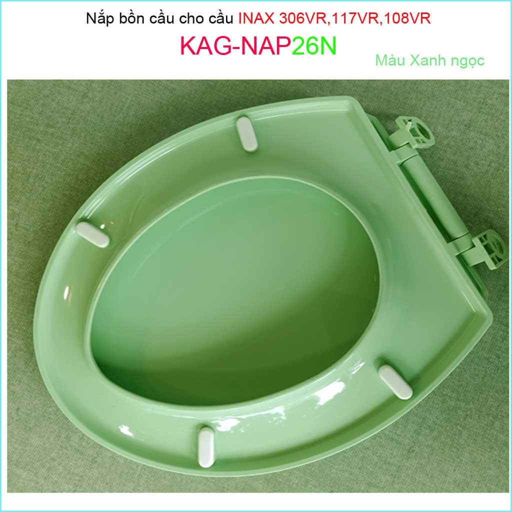 Nắp đậy cho bồn cầu LInax KAG-NAP26N xanh ngọc nhạt, Nắp xí bệt C117-C306-C108 2 khối nhựa bóng-đẹp